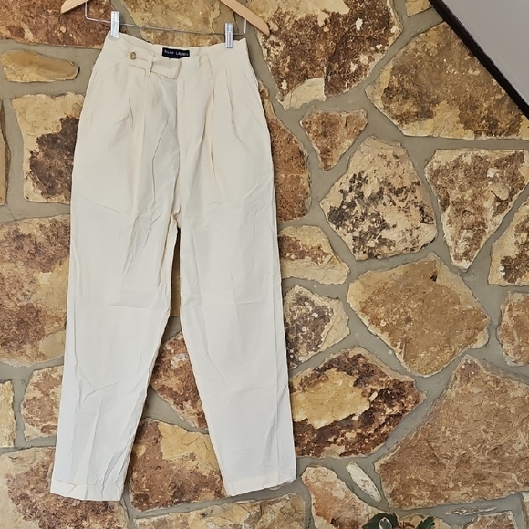 Ralph Lauren Polo Sport Vintage 90s Pleated‎ Cotton High-Waisted Pants Sz 6 - Picture 1 of 14